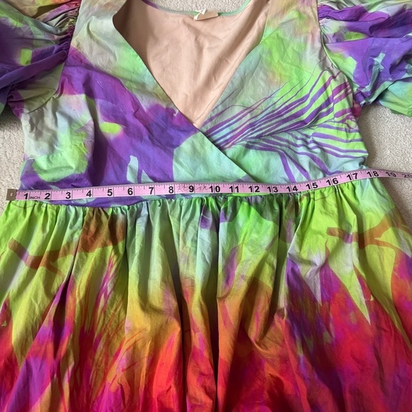 Plenty by Tracy Reese Puff-Sleeve Surplice Watercolor Tie Dye Dress M Anthro - Picture 11 of 12